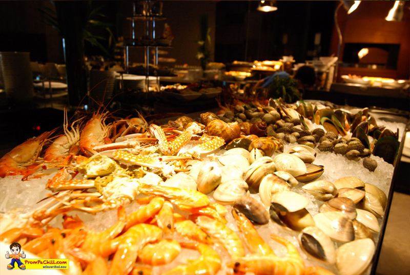 อาหาร  SeaFood ของที่ ห้องอาหารเดอะสแควร์ ของทางโรงแรมโนโวเทล แพลทินัม
